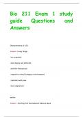 Bio 211 Exam 1 study  guide Questions and  Answers