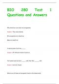 BIO 280 Test 1 Questions and Answers