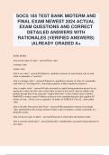 SOCS 185 TEST BANK MIDTERM AND FINAL EXAM NEWEST 2024 ACTUAL EXAM QUESTIONS AND CORRECT DETAILED ANSWERS WITH RATIONALES (VERIFIED ANSWERS) |ALREADY GRADED A+