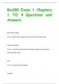 Bio280 Exam 1 Chapters  1 TO 4 Questions and  Answers