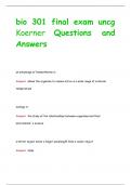 bio 301 final exam uncg  Koerner Questions and  Answers