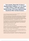 Test sample, Regis NU-713 Quiz 5 (Epidemiology Chapters 11 & 12), Exam 1, Micro Exam 4, PHP 405 midterm, Epidemiology, CPH Exam Epidemiology Questions With Verified Answers.