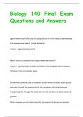 Biology 140 Final Exam Questions and Answers