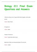 Biology 211 Final Exam Questions and Answers