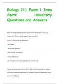 Biology 211 Exam 1 Iowa  State University Questions and Answers