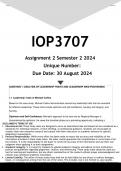  IOP3707 Assignment 2 (ANSWERS) Semester 2 2024 - DISTINCTION GUARANTEED