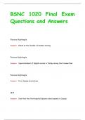 BSNC 1020 Final Exam Questions and Answers