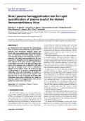 Direct passive hemagglutination test for rapid  quantification of plasma load of the Human  Immunodeficiency Virus