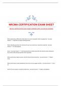 NRCMA CERTIFICATION EXAM SHEET|VERIFIED WITH ACCURATE ANSWERS