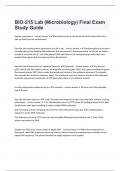 BIO-215 Lab (Microbiology) Final Exam Study Guide with verified answers