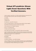 Virtual ATI predictor (Green Light) Exam Questions With Verified Answers.