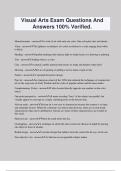 Visual Arts Exam Questions And Answers 100% Verified.