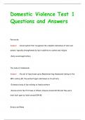 Domestic Violence Test 1  Questions and Answers