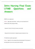 Intro Nursing Final Exam  UTMB Questions and  Answers