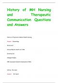 History of MH Nursing  and Therapeutic  Communication Questions  and Answers