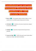 Constitutional Law and Local Government Structures Exam Questions with 100% Accurate Solutions