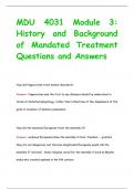 MDU 4031 Module 3:  History and Background  of Mandated Treatment Questions and Answers