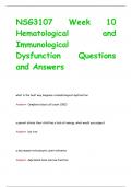 NSG3107 Week 10 Hematological and  Immunological  Dysfunction Questions  and Answers