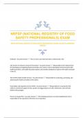 NRFSP (NATIONAL REGISTRY OF FOOD SAFETY PROFESSIONALS) EXAM|ACCURATE ANSWERS|VERIFIED