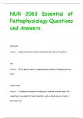 NUR 2063 Essential of  Pathophysiology Questions  and Answers