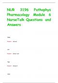 NUR 3196 Pathophys Pharmacology Module 6 NurseTalk Questions and  Answers