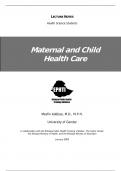 LECTURE NOTES Health Science Students  Maternal and Child Health Care 