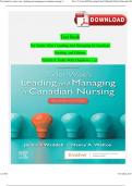 Test Bank for Leading and Managing in Canadian Nursing 2nd Edition Yoder-Wise Chapter 1-32 / Pages 296 Edition 2024 ISBN: 9781771721677