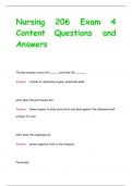 Nursing 206 Exam 4  Content Questions and  Answers