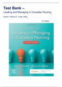 Test Bank For Yoder-Wise’s Leading And Managing In Canadian Nursing, 2nd Edition (Patricia S. Yoder's-Wise,2019) ,All Chapters||Latest Edition