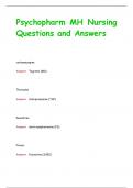 Psychopharm MH Nursing Questions and Answers