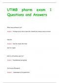 UTMB pharm exam 1 Questions and Answers