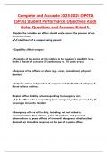 Complete and Accurate 2023-2024 OPOTA  (SPOs) Student Performance Objectives Study  Notes Questions and Answers Rated A.