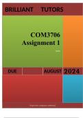 COM3706 Assignment 1 2024Unlock your path to success with the meticulously crafted solution for COM3706 Assignment 1  S1 2024. This comprehensive guide not only provides accurate answers to the questions but also presents well-structured explanations that