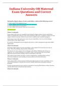 Indiana University OB Maternal Exam Questions and Correct Answers