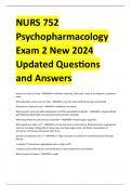 NURS 752 Psychopharmacology Exam 2 New 2024 Updated Questions and Answers