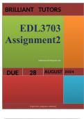 EDL3703 Assignment 2 2024 Unlock your path to success with the meticulously crafted solution forEDL3703 Assignment 2 2024. This comprehensive guide not only provides accurate answers to the questions but also presents well-structured explanations that sho