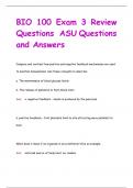 BIO 100 Exam 3 Review  Questions ASU Questions  and Answers