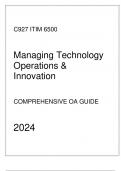 WGU C927 - ITIM 6500 IT Managing Technology Operations & Innovation - Comprehensive OA Guide