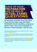 AP Psychology Cumulative Exam 2024 (These Study Guide set follow along with MYERS' PSYCHOLOGY FOR AP, 2nd Edition, textbook by David G. Myers. This is Unit 14 (Modules 74-80) and is "Social Psychology.") 385 Qs & Ans.  