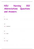 NIU Nursing 302  Abbreviations Questions  and Answers