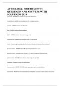 AP BIOLOGY- BIOCHEMISTRY QUESTIONS AND ANSWERS WITH SOLUTIONS 2024