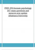 PSYC 395 forensic psychology 347 exam questions and answers new update Athabasca University