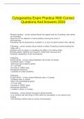 Cytogenetics Exam Practice With Correct Questions And Answers 2024