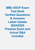 (MB) ASCP Exam Test Bank Verified Questions & Answers Latest Update 2024/2025 Practice Exam and Actual Q&A Included