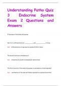 Understanding Patho Quiz  3 Endocrine System Exam 2 Questions and  Answers