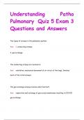 Understanding Patho Pulmonary Quiz 5 Exam 3 Questions and Answers