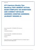 ATI Capstone Weekly Tips  Med/Surg TEST NEWEST ACTUAL  EXAM COMPLETE 160 QUESTIONS  AND CORRECT DETAILED  ANSWERS (VERIFIED ANSWERS)  |ALREADY GRADED A+