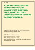 NYS EMT CERTIFYING EXAM  NEWEST ACTUAL EXAM  COMPLETE 130 QUESTIONS  AND CORRECT DETAILED  ANSWERS (VERIFIED ANSWERS)  |ALREADY GRADED A+ If a patient is in respiratory failure, how many ml of air should be given to a  patient using a BVM with supplementa