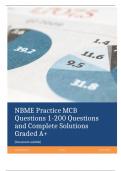 NBME Practice MCB Questions 1-200 Questions and Complete Solutions Graded A+