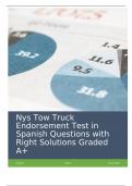 Nys Tow Truck Endorsement Test in Spanish Questions with Right Solutions Graded A+